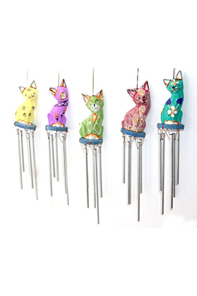 AYACO جرس رياح خشبي من الأعلى ومعدني من الأسفل - جرس رياح خشبي معدني للزينة