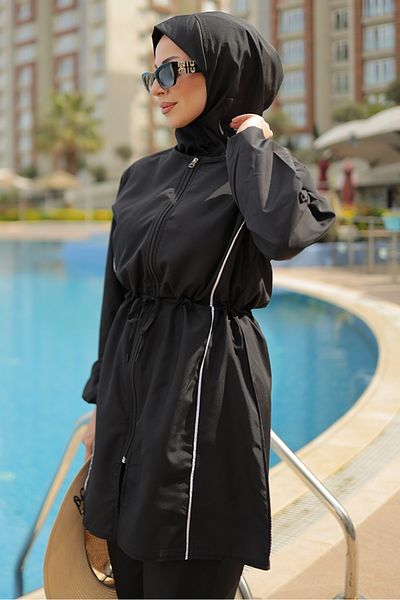Bestenur Set de 4 costume de baie hijab 1453 - negru