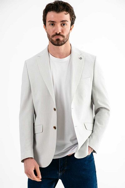 Ted Davıd Slim Fit Mono Collar Striped Blazer Jacket