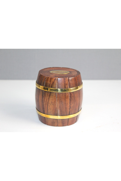 BSRE Brass Detailed Barrel Piggy Bank Model 1