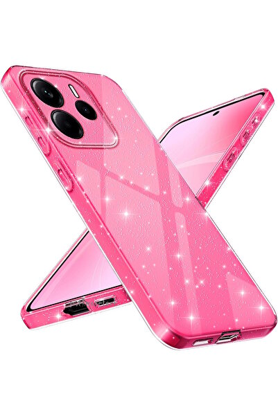 m.tk moveteck Xiaomi Redmi Note 14 4G Kılıf Simli Yaldızlı Darbeye Dayanıklı Kamera Korumalı Parlak Silikon Kenar