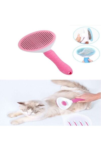 Romingo مشط التنظيف التلقائي للحيوانات الأليفة باللون الوردي