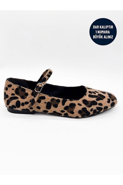 MAGGIO Balerini Mary Jane cu model leopard pentru femei Talpă confortabilă Balerini pentru birou la domiciliu Mucegai îngust Cumpărați cu o mărime mai mare
