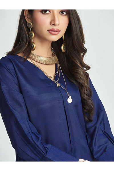 Ishin By Styli طقم بلوزة عرقية بأكمام منفوخة وقصة A مع بنطلون