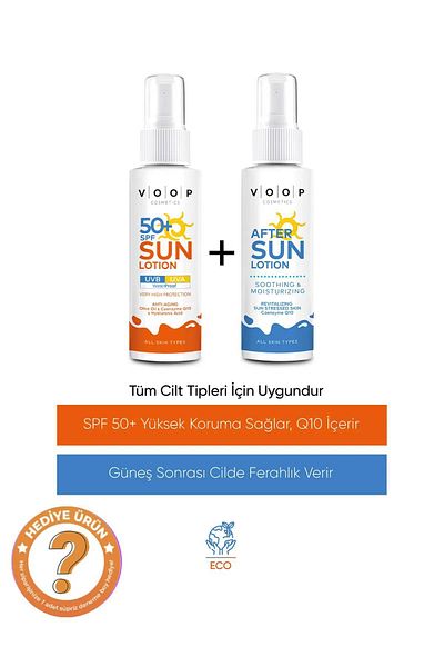 VOOP Body Sun Cream 50 Spf - 150 ml & After Sun Cream - 150 ml| Double Set