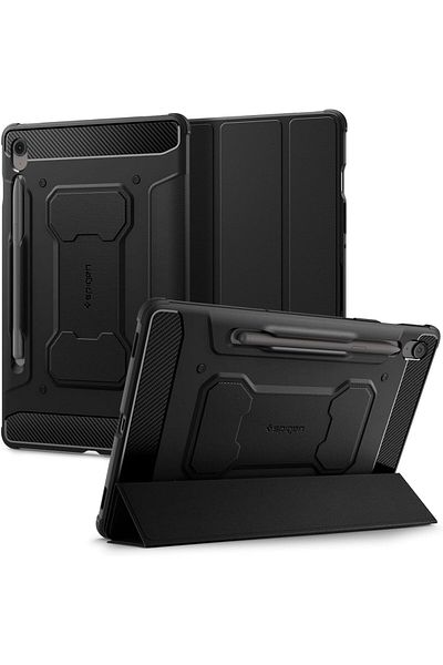 Spigen غطاء حماية Rugged Armor Pro لجهاز Samsung Galaxy Tab S10 FE+ (2025) مع حامل قلم S - أسود