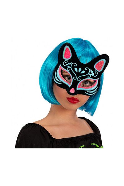 Store Black Suede Blue Red Glitter Cat Mask