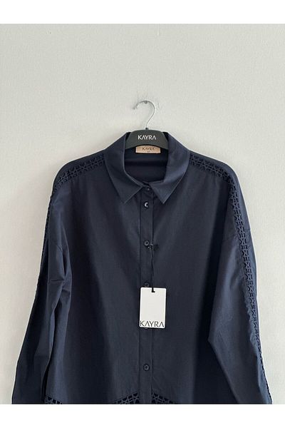 Kayra Poplin Tunic with Lace Stripe