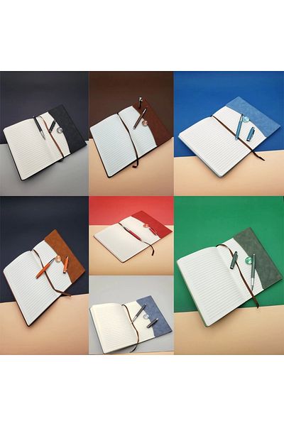 Hepta Collection Leather Notebook and Rollerball Pen Set with Special Box