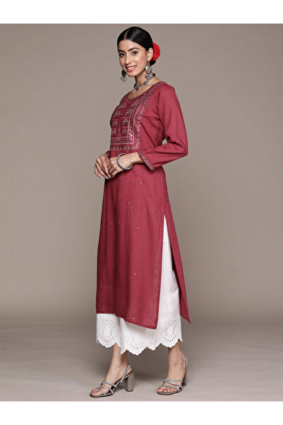 Ishin By Styli Embroidered 3/4 Sleeves A-Line Kurta