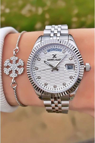 Daniel Klein Silver Colored Women's Wristwatch and Bracelet Gift