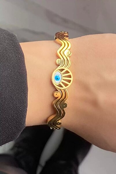 TakıDolabı سوار أصفاد من الفولاذ بتفاصيل عين ذهبية اللون