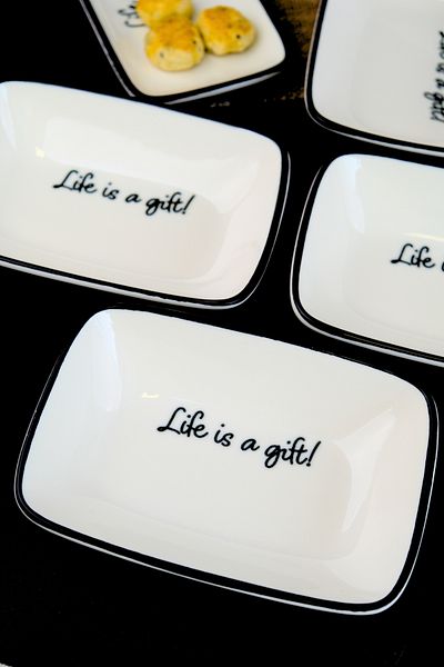 tabakevi Plate House Porcelain Motto Gift Boat Plate 4 Pieces 17X12X3Cm