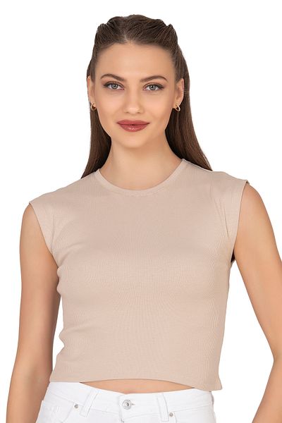 ÖZKAN underwear Γυναικείο μπλουζάκι με χαμηλό μανίκι με ραβδώσεις καμιζόλ Ozkan 27414 βαμβακερή μπλούζα