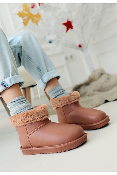 doremodam Mordi Tan Oval Toe Waterproof Fur Lined Boots - Lisinya