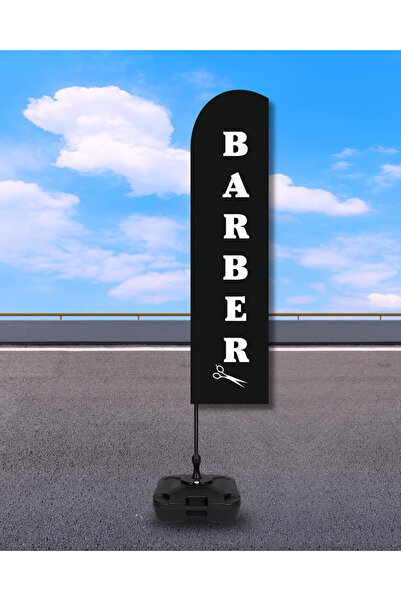 Janus Reklam Ürünleri Berber Yelken Bayrak Hazır Set (75x300cm Yelken Bayrak, 4mt Direk, 19lt Duba)