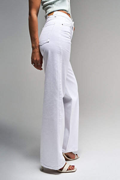 its basic Жіночі білі джинси Doris 5s5-2 Straight Fit з високою талією, 100% бавовна, внутрішня довжина 80 см, денім