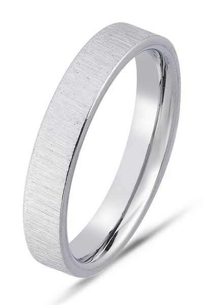 Takı Dükkanı 4mm Matte Brushed Plain Women Men Steel Ring Wedding Ring Cl45