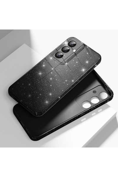 m.tk moveteck Samsung Galaxy S24 Fe Kılıf Simli Yaldızlı Darbeye Dayanıklı Kamera Korumalı Parlak Silikon Kenarlı