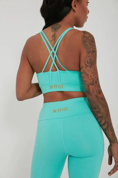 QUHOX Women's High Waist Recovery Sports Tights Turquoise