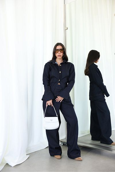 Özge Özgenç Padded Denim Jacket Trousers Set
