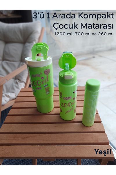 ARVALE 3 in 1 Nesting Flask Set with Sticker |   1200 Ml, 700 ml and 260 ml Children's Water Bottle