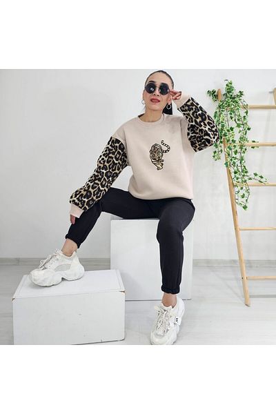 6 butik altı üstü butik Σετ αθλητικής φόρμας Tiger με κεντημένα μανίκια Leopard