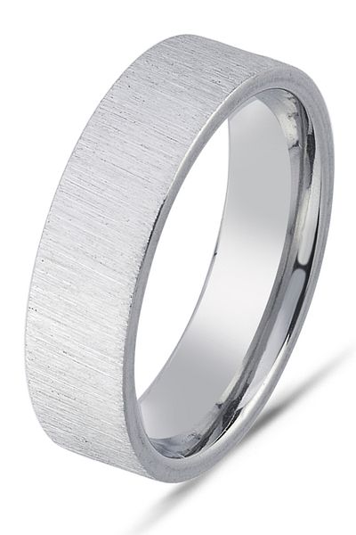Takı Dükkanı 6mm Brushed Matte Plain Women Men Steel Wedding Band Ring Cl46