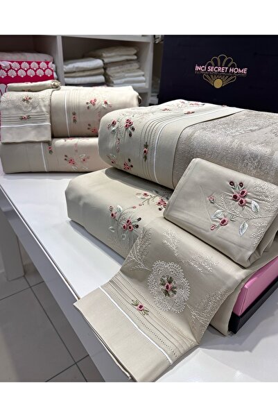 incisecrethome 100% Cotton Satin Fully Hand Made /Bedspread and Duvet Cover Set - Double /- 7 Pieces/ | Elegance,