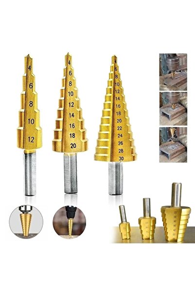 Svein 3'lü Kademeli Yüksek Hız Çeliği Paslanmaz Delme Matkap Ucu Sac Delme Se...