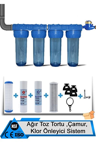 WaterMelon Daire Bina Sayaç Girişi 10" Inch 4 Aşama Su Arıtma Cihazı (AĞIR TO...