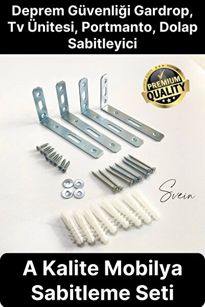 Svein Deprem Güvenliği Dolap Duvara Sabitleme Aparatı Seti Mobilya Portmanto ...