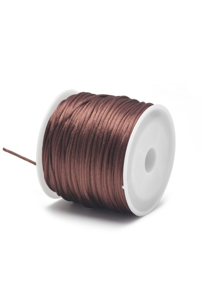 Choice خيط من النايلون بقطر 1.5 مم، لون القهوة، بطول 22 مترًا، مصنوع من خيوط الساتان والخيوط المصنوعة من النايلون، مناسب للعقد الصينية والمكرمية والتطريز.