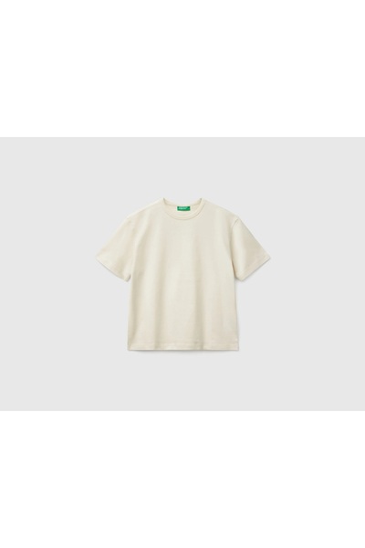 Benetton Boy's Logo Print Detailed Oversize T-Shirt