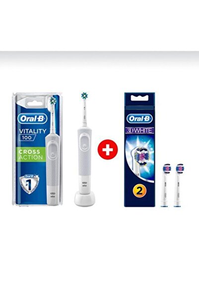 Oral-B D100 Cross Action Şarjlı Diş Fırçası 3d White 2'li Yedek Başlık