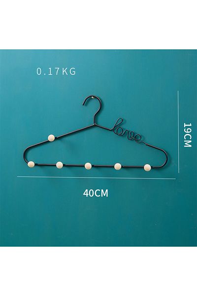 Generic Wall Hanger Black Iron LOVE Hook Rack for Clothes & Abayas with 6 Hooks