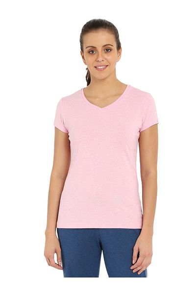JOCKEY 24X7 V-Neck Tee 1359-0105-PINK LADY MELANGE