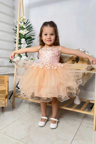 vestitino Girl's Puffy Skirt Dress with Pearl Detail