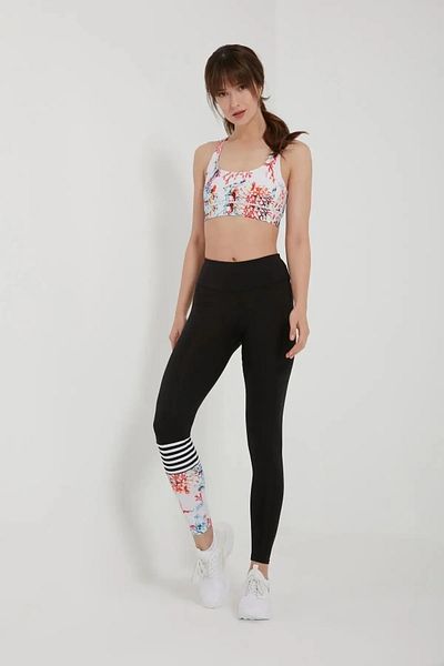 QUHOX Women's High Waist Tightening Sports Tights Blackwhite