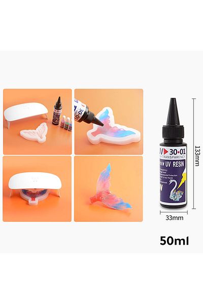 Generic UV Resin Clear 50ml Normal Density, Fast Cure for DIY Crafts & Jewelry Making