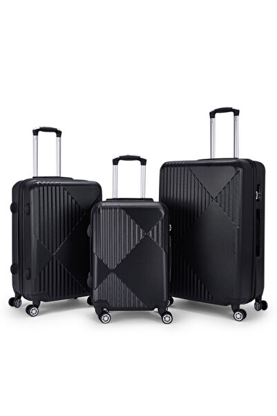 LİMRA شنط سفر من ليمرا مكون من 3 حقائب أمتعة بتصميم صلب و حديث لون أسود