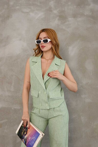 stcococix since 1990 Linen Mango Two-Piece Suit Trousers Vest