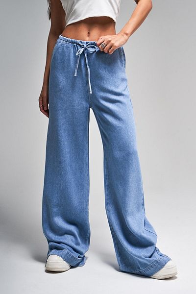 its basic Blugi de damă Culoare 1s5-4 Talie elastică Super Palazzo Fit 100% Koton Denim Jeans