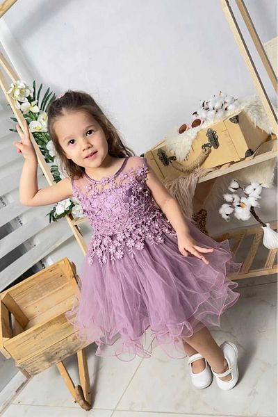 vestitino Girl's Puffy Skirt Dress with Pearl Detail