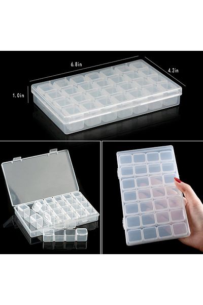 Choice 17.5x10.7x2.7cm Transparent Plastic Storage Jewelry Box Compartment Adjustable Container For Beads E