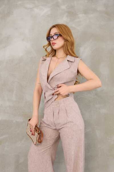 stcococix since 1990 Linen Mango Two-Piece Suit Trousers Vest