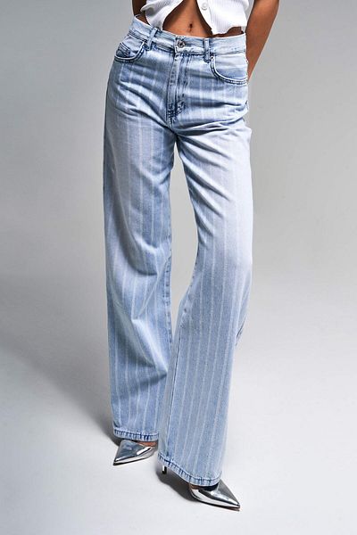 its basic Femei 100% bumbac denim Jean Line Culoare cuqur 3% Talie înaltă