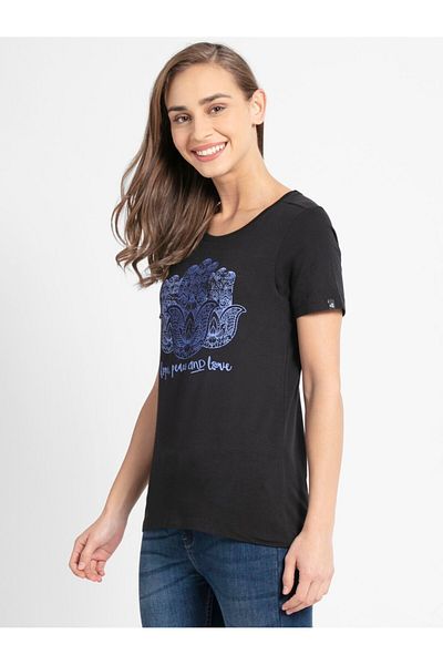 JOCKEY Athleisure-Womens BU-Graphic T Shirt 1361-0103-BLACK