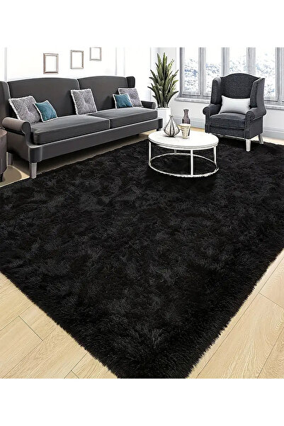 Paco Home Siyah Post Dokuma Halı Peluş Yumuşacık Kaymaz Antibakteriye