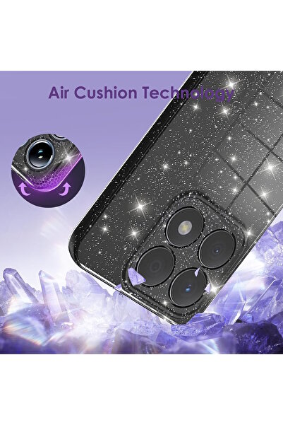 m.tk moveteck Xiaomi Mi 14T Pro Kılıf Simli Yaldızlı Darbeye Dayanıklı Kamera Korumalı Parlak Silikon Kenarlı